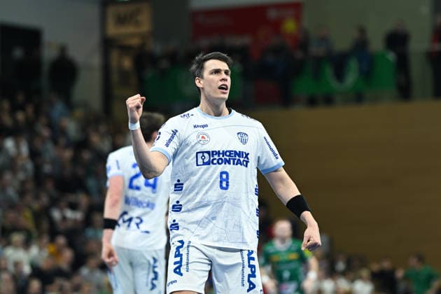 Frederik Simak (TBV Lemgo Lippe, 8) SC DHfK Leipzig vs. TBV Lemgo Lippe, Handball, DHB-Pokal Viertelfinale, Spielzeit 2025 2026, 17.12.2025 SC DHfK Leipzig vs. TBV Lemgo Lippe, Handball, DHB-Pokal Viertelfinale, Spielzeit 2025 2026, 17.12.2025 Dresden Copyright: xEibner-Pressefoto xHoepnerx EP_PHR