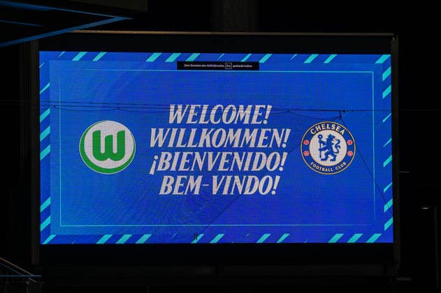 Deutschland, Fussball, UEFA, Womens Champions League, 6. Spieltag 2025 2026: VfL Wolfsburg - Chelsea FC am 17.12. in Wolfsburg (AOK-Stadion): Willkommen Copyright: xSvenxHeidmannx