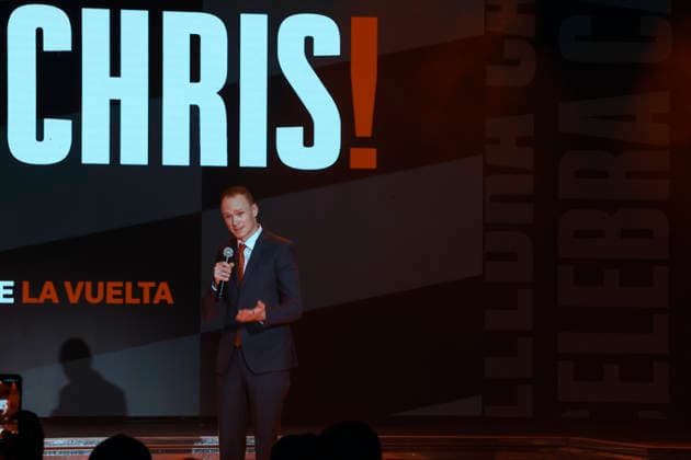 MÓNACO, 17 12 2025.- British cyclist Chris Froome speaks during the presentation ceremony of the route of the 2026 Vuelta a Espana in the Hall of Stars of the Monte Carlo Sporting Club in Monaco. Presentation ceremony of 2026 La Vuelta a Espana !ACHTUNG: NUR REDAKTIONELLE NUTZUNG!  Copyright: xJavierxLizónx GRAF6531 20251217-55018860414_1