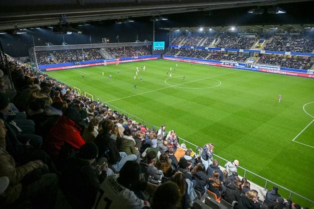 251217 OHL vs Arsenal illustration picture showing the stadium with fans and supporters during the Uefa Women™s Champions League 6th matchday in the League phase game in season 2025 - 2026 between Oud Heverlee Leuven - OHL and Arsenal FC on December 17 , 2025 in Leuven, Belgium. (Photo by David Catry Isosport) Leuven Belgium  Copyright: xDavidxCatryx 20251217DSC_4014