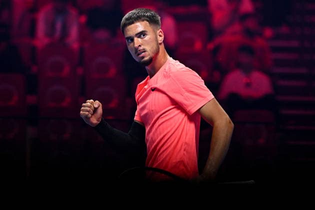 Next Gen ATP, Tennis Herren Finals Presented by PIF - Jeddah Dino Prizmic from Croatia during his second round match at the 2025 ATP NextGen Finals in Jeddah, SAOUDI, on December 18, 2025. Photo by Corinne Dubreuil ABACAPRESS.COM Jeddah Saudi Arabia  Copyright: xDubreuilxCorinne ABACAx