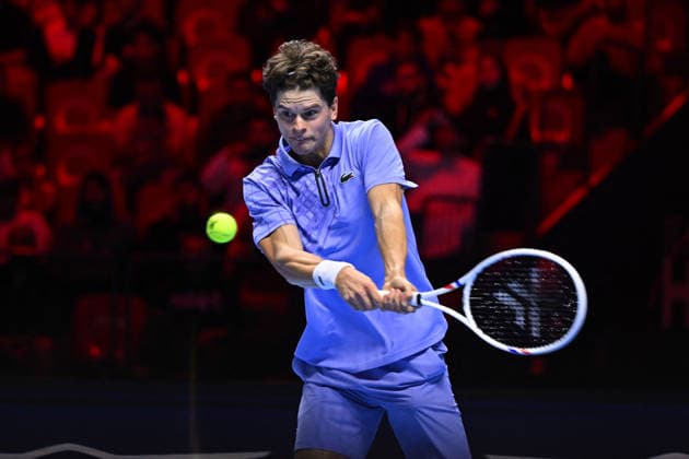 Next Gen ATP, Tennis Herren Finals Presented by PIF - Jeddah Alexander Blockx from Belgium during his second round match at the 2025 ATP NextGen Finals in Jeddah, SAOUDI, on December 18, 2025. Photo by Corinne Dubreuil ABACAPRESS.COM Jeddah Saudi Arabia  Copyright: xDubreuilxCorinne ABACAx
