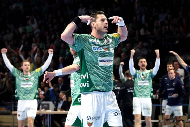 DEU, DHB, Pokal, Fuechse Berlin vs. THW Kiel, 18.12.2025, Max-Schmeling-Halle, Berlin, DEU, DHB, Pokal, Fuechse Berlin vs. THW Kiel, im Bild Mijajlo Marsenic (Fuechse Berlin 93)