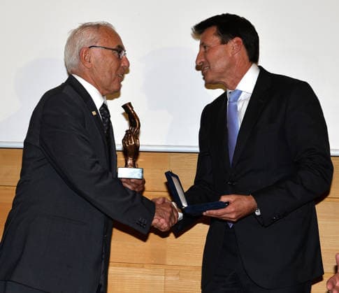 World Fair Play Awards 2013 Lord Sebastian Coe (R) receives the ? Jean Borotra ? Trophy for a Career and a Life in the Spirit of Fair Play from the President of the International Committee for Fair Play (ICFP), Dr. Jeno Kamuti (L) during the ceremony of the World Fair Play Awards 2013 held at UNESCO Headquarters in Paris, France on 18 September 2013. Paris Ile-de-France. Editorial use only. Please get in touch for any other usage.  Copyright: x2025xAnadoluxMustafaxYalcÄ±nx