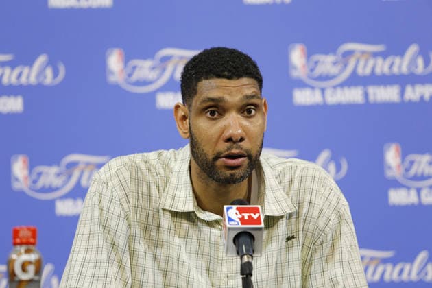 San Antonio Spurs-Miami Heat NEW YORK, UNITED STATES - JUNE 12: Power forward player of San Antonio Spurs Tim Duncan makes a press statement after the match between San Antonio Spurs and Miami Heat in New York, United States on 12 June, 2014. San Antonio Spurs wins the match with a score 107-86 during the finals of National Basketball Association. New York United States. Editorial use only. Please get in touch for any other usage.  Copyright: x2025xAnadoluxHasanxHüseyinxKoÅügerx