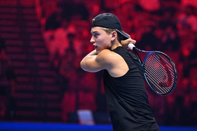 Next Gen ATP, Tennis Herren Finals Presented by PIF - Jeddah Justin Engel from Germany during his third round match at the 2025 ATP NextGen Finals in Jeddah, SAOUDI, on December 19, 2025. Photo by Corinne Dubreuil ABACAPRESS.COM Jeddah Saudi Arabia  Copyright: xDubreuilxCorinne ABACAx