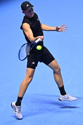 Next Gen ATP, Tennis Herren Finals Presented by PIF - Jeddah Justin Engel from Germany during his third round match at the 2025 ATP NextGen Finals in Jeddah, SAOUDI, on December 19, 2025. Photo by Corinne Dubreuil ABACAPRESS.COM Jeddah Saudi Arabia  Copyright: xDubreuilxCorinne ABACAx