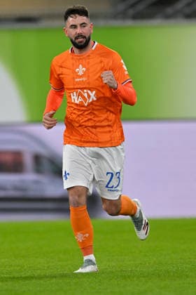 Paderborn, Home Deluxe Arena, 19.12.25, GER, Herren, 2.Bundesliga, Saison 2025-2026, SC Paderborn 07 - SV Darmstadt 98 Bild: Marco RICHTER (Darmstadt) jubelt nach seinem Tor zum 0:1 DFL regulations prohibit any use of photographs as image sequences and or quasi-video. NRW Deutschland