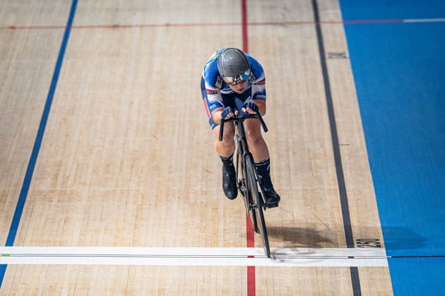 BRÄUTIGAM Messane: DM Omnium 2025 - Frankfurt Oder BRÄUTIGAM Messane ( GER ) AG Insurance-NXTG Team Querformat - quer - horizontal - Landscape - Event Veranstaltung: DM Omnium 2025 - Deutsche Meisterschaft - Category Kategorie: Cycling - Track cycling, Rad, Radsport, Bahnrad, Bahn National Championship Omnium - Elite Women - Location Ort: Europe Germany - Brandenburg - Märkisch Oderland - Frankfurt Oder - Oderlandhalle - Discipline: Omnium Scratch 1. Race - Distance: 10 km - Date Datum: 19.12.2025 Friday Day 1 -