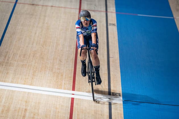 BRÄUTIGAM Messane: DM Omnium 2025 - Frankfurt Oder BRÄUTIGAM Messane ( GER ) AG Insurance-NXTG Team Querformat - quer - horizontal - Landscape - Event Veranstaltung: DM Omnium 2025 - Deutsche Meisterschaft - Category Kategorie: Cycling - Track cycling, Rad, Radsport, Bahnrad, Bahn National Championship Omnium - Elite Women - Location Ort: Europe Germany - Brandenburg - Märkisch Oderland - Frankfurt Oder - Oderlandhalle - Discipline: Omnium Scratch 1. Race - Distance: 10 km - Date Datum: 19.12.2025 Friday Day 1 -