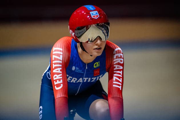 EBERLE Lana: DM Omnium 2025 - Frankfurt Oder EBERLE Lana ( GER ) CERATIZIT Pro Cycling Team Querformat - quer - horizontal - Landscape - Event Veranstaltung: DM Omnium 2025 - Deutsche Meisterschaft - Category Kategorie: Cycling - Track cycling, Rad, Radsport, Bahnrad, Bahn National Championship Omnium - Elite Women - Location Ort: Europe Germany - Brandenburg - Märkisch Oderland - Frankfurt Oder - Oderlandhalle - Discipline: Omnium Scratch 1. Race - Distance: 10 km - Date Datum: 19.12.2025 Friday Day 1 -