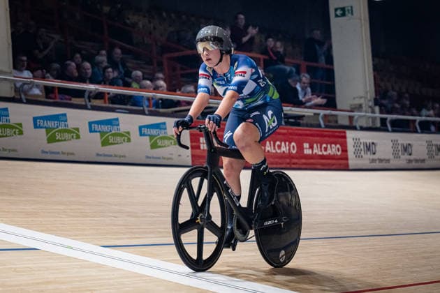 BRÄUTIGAM Messane: DM Omnium 2025 - Frankfurt Oder BRÄUTIGAM Messane ( GER ) AG Insurance-NXTG Team Querformat - quer - horizontal - Landscape - Event Veranstaltung: DM Omnium 2025 - Deutsche Meisterschaft - Category Kategorie: Cycling - Track cycling, Rad, Radsport, Bahnrad, Bahn National Championship Omnium - Elite Women - Location Ort: Europe Germany - Brandenburg - Märkisch Oderland - Frankfurt Oder - Oderlandhalle - Discipline: Omnium Elimination Race 3. Race - Date Datum: 19.12.2025 Friday Day 1 -