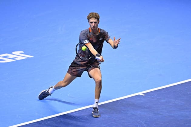 Next Gen ATP, Tennis Herren Finals Presented by PIF - Jeddah Martin Landaluce from Spain during his third round match at the 2025 ATP NextGen Finals in Jeddah, SAOUDI, on December 19, 2025. Photo by Corinne Dubreuil ABACAPRESS.COM Jeddah Saudi Arabia  Copyright: xDubreuilxCorinne ABACAx