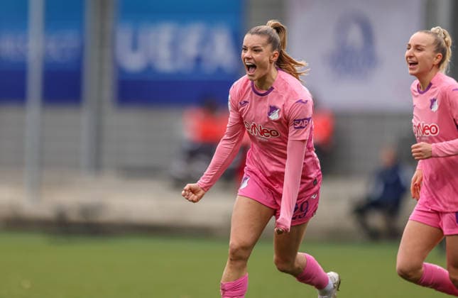 GER, Hoffenheim, TSG Hoffenheim vs Carl Zeiss Jena, Google Pixel Frauen Bundesliga, Fussball, DFB, Spielzeit 2025 2026, Dietmar-Hopp-Stadion, 14. Spieltag im Bild: Selina Cerci (TSG 1899 Hoffenheim Frauen 29), Tor, Jubel und Freude, Emotionen DFB DFL REGULATIONS PROHIBIT ANY USE OF PHOTOGRAPHS AS IMAGE SEQUENCES AND OR QUASI-VIDEO, 20.12.2025 Copyright: HMBxMedia HendrikxHamelau
