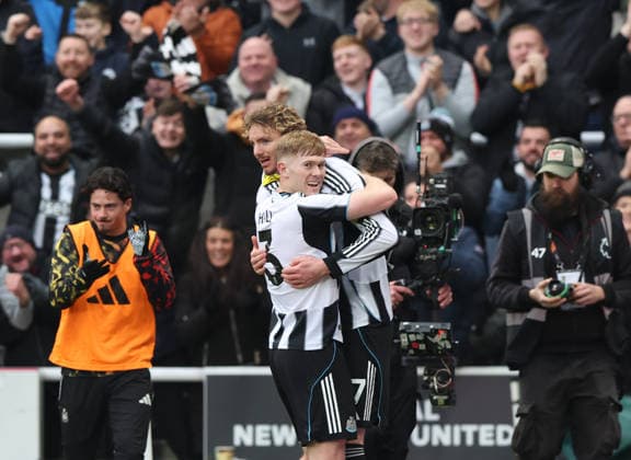 Newcastle Upon Tyne, England, 20th December 2025. Nick Woltemade of Newcastle United celebrates scoring the second goal during the Newcastle United vs Chelsea Premier League match at St. James Park, Newcastle Upon Tyne. Picture credit should read: Nigel Roddis Sportimage EDITORIAL USE ONLY. No use with unauthorised audio, video, data, fixture lists, club league logos or live services. Online in-match use limited to 120 images, no video emulation. No use in betting, games or single club league player publications. SPI_030_NR_NEWC_CHEL SPI-4384-0030