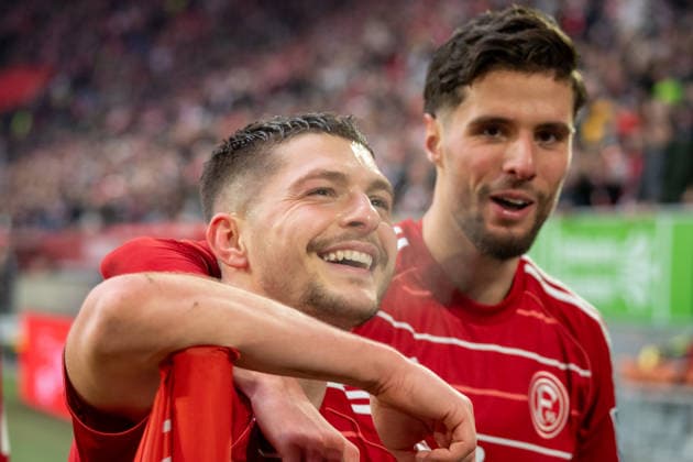 Deutschland: Fussball 2.Bundesliga 2025 26, 17. Spieltag - 20.12.2025 - Fortuna Düsseldorf vs SpVgg Greuther Fürth - Merkur Spiel - Arena (Düsseldorf): Torjubel Florent Muslija (Fortuna Düsseldorf,24)