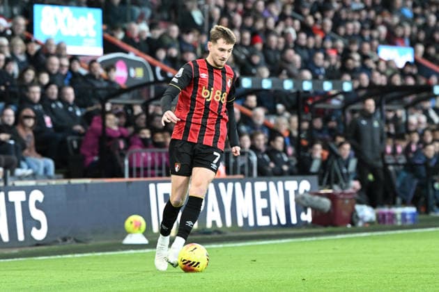 Bournemouth v Burnley, Premier League David Brooks (7) of AFC Bournemouth on the attack during the Premier League match between Bournemouth and Burnley at the Vitality Stadium, Bournemouth, UK on 20 December 2025. Bournemouth Vitality Stadium Dorset UK Editorial use only DataCo restrictions apply See www.football-dataco.com , Copyright: xGrahamxHuntx PSI-23457-0047