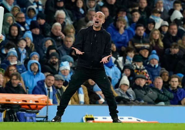 Manchester, England, 20th December 2025. Pep Guardiola coach of Manchester City during the Manchester City vs West Ham United Premier League match at the Etihad Stadium, Manchester. Picture credit should read: Andrew Yates Sportimage EDITORIAL USE ONLY. No use with unauthorised audio, video, data, fixture lists, club league logos or live services. Online in-match use limited to 120 images, no video emulation. No use in betting, games or single club league player publications. SPI_036_AY_MAN_CITY_WEST_HAM SPI-4385-0036