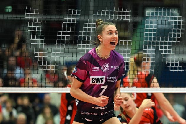 Sina Siebert (Schwarz-Weiß Erfurt, 7) Dresdner SC vs. Schwarz-Weiß Erfurt, 1. Volleyball Bundesliga Damen, Spielzeit 2025 2026, 20.12.2025 Dresdner SC vs. Schwarz-Weiß Erfurt, 1. Volleyball Bundesliga Damen, Spielzeit 2025 2026, 20.12.2025 Dresden Copyright: xEibner-Pressefoto xHoepnerx EP_PHR