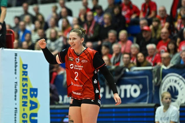 Larissa Winter (Dresdner SC, 2) Dresdner SC vs. Schwarz-Weiß Erfurt, 1. Volleyball Bundesliga Damen, Spielzeit 2025 2026, 20.12.2025 Dresdner SC vs. Schwarz-Weiß Erfurt, 1. Volleyball Bundesliga Damen, Spielzeit 2025 2026, 20.12.2025 Dresden Copyright: xEibner-Pressefoto xHoepnerx EP_PHR