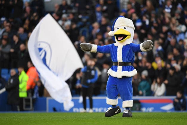 Brighton and Hove Albion v Sunderland, Premier League Brighton mascot Gully the Seagull before the Premier League match between Brighton and Hove Albion and Sunderland at the American Express Stadium, Brighton and Hove, England on 20 December 2025. Brighton and Hove American Express Stadium East Sussex UK Editorial use only DataCo restrictions apply See www.football-dataco.com , Copyright: xJeffxMoodx PSI-23454-0092