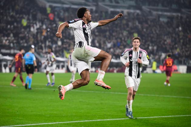 Juventus FC v AS Roma - Serie A Lois Openda of Juventus FC celebrates after scoring a goal during the Serie A football match between Juventus FC and AS Roma. Turin Italy Copyright: xNicolòxCampox