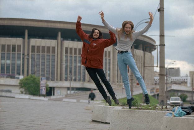 Moscow, Russia. Champions of Russia in synchronised swimming duet Olga Brusnikina (L) and Mariya Kiseleva pose for a picture during a photo shoot in front of the Olympic (Olimpiyskiy) Stadium in Meshchansky District. Igor Utkin TASS  16862696