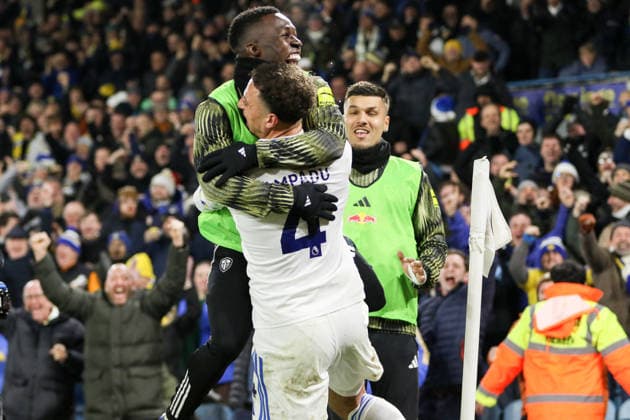 Ethan Ampadu (4 Leeds United) celebrates his goal during the Premier League match between Leeds United and Crystal Palace at Elland Road in Leeds, England on December 20th 2025. Copyright: xSeanxChandlerx xSPPx Sportspressphoto_SPR75785