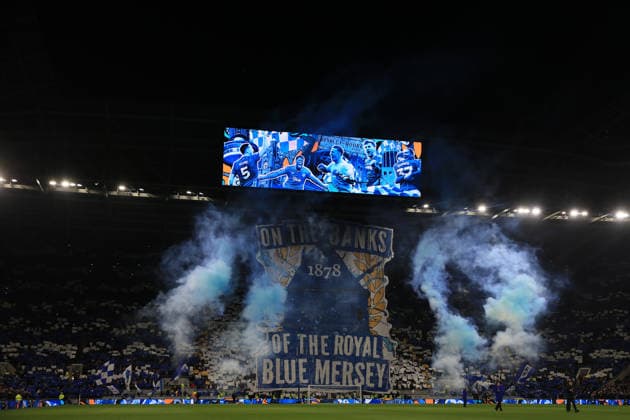 20th December 2025; Hill Dickinson Stadium, Liverpool, England; Premier League Football, Everton versus Arsenal; Everton fans in the South Stand display a giant tifo before the kick off  DavidxBlunsden