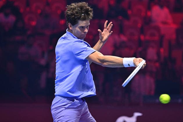 Next Gen ATP, Tennis Herren Finals Presented by PIF - Jeddah Alexander Blockx from Belgium during his semi final match at the 2025 ATP NextGen Finals in Jeddah, SAOUDI, on December 20, 2025. Photo by Corinne Dubreuil ABACAPRESS.COM Jeddah Saudi Arabia  Copyright: xDubreuilxCorinne ABACAx