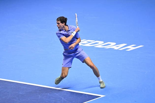 Next Gen ATP, Tennis Herren Finals Presented by PIF - Jeddah Alexander Blockx from Belgium during his semi final match at the 2025 ATP NextGen Finals in Jeddah, SAOUDI, on December 20, 2025. Photo by Corinne Dubreuil ABACAPRESS.COM Jeddah Saudi Arabia  Copyright: xDubreuilxCorinne ABACAx