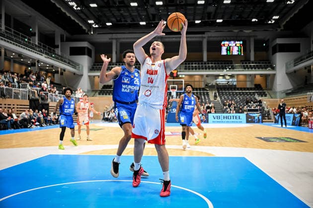 Barmer 2. Basketball Bundesliga ProA: RheinStars Köln vs HAKRO Merlins Crailsheim, 20.12.2025 Marko Cuvalo (RheinStarsKöln 14), Barmer 2. Basketball Bundesliga ProA: RheinStars Köln vs HAKRO Merlins Crailsheim am 20.12.2025 im Castello Düsseldorf in Düsseldorf (Nordrhein-Westfalen) Copyright: xBEAUTIFULxSPORTS Mueller-Laschetx