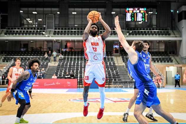 Barmer 2. Basketball Bundesliga ProA: RheinStars Köln vs HAKRO Merlins Crailsheim, 20.12.2025 Michael Jordan Miller (RheinStarsKöln 23), Barmer 2. Basketball Bundesliga ProA: RheinStars Köln vs HAKRO Merlins Crailsheim am 20.12.2025 im Castello Düsseldorf in Düsseldorf (Nordrhein-Westfalen) Copyright: xBEAUTIFULxSPORTS Mueller-Laschetx