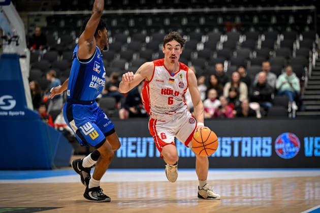 Barmer 2. Basketball Bundesliga ProA: RheinStars Köln vs HAKRO Merlins Crailsheim, 20.12.2025 Jasper Günther (RheinStarsKöln 6), Barmer 2. Basketball Bundesliga ProA: RheinStars Köln vs HAKRO Merlins Crailsheim am 20.12.2025 im Castello Düsseldorf in Düsseldorf (Nordrhein-Westfalen) Copyright: xBEAUTIFULxSPORTS Mueller-Laschetx