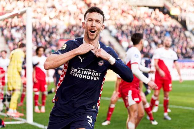 Ivan Perisic of PSV Eindhoven celebrates after scoring his teams second goal FC Utrecht v PSV Eindhoven, Eredivisie, FC Utrecht v PSV, Stadion Galgenwaard, December 21, 2025, Utrecht, Netherlands.