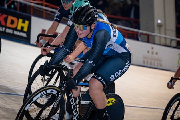 MNTEN Franziska: DM Omnium 2025 - Frankfurt Oder MNTEN Franziska ( GER ) RSC Turbine Erfurt Querformat - quer - horizontal - Landscape - Event Veranstaltung: DM Omnium 2025 - Deutsche Meisterschaft - Category Kategorie: Cycling - Track cycling, Rad, Radsport, Bahnrad, Bahn National Championship Omnium - Women U19 Juniors - Location Ort: Europe Germany - Brandenburg - Märkisch Oderland - Frankfurt Oder - Oderlandhalle - Discipline: Omnium Points Race 4. Race - Distance: 15 km - Date Datum: 20.12.2025 Saturday Day 2 -