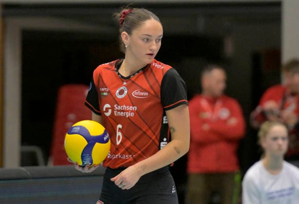 20.12.2025, Dresdens Amelia van der Werff, Volleyball, 1. Bundesliga, Dresdner SC - Schwarz-Weiss Erfurt 3:0, (c) Dresden