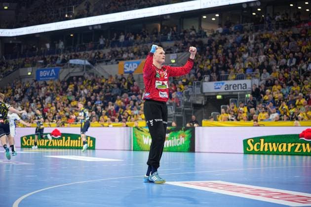 RECORD DATE NOT STATED Szene mit David Späth (29; Rhein Neckar Löwen) David Späth (29; Rhein Neckar Löwen) in Aktion
