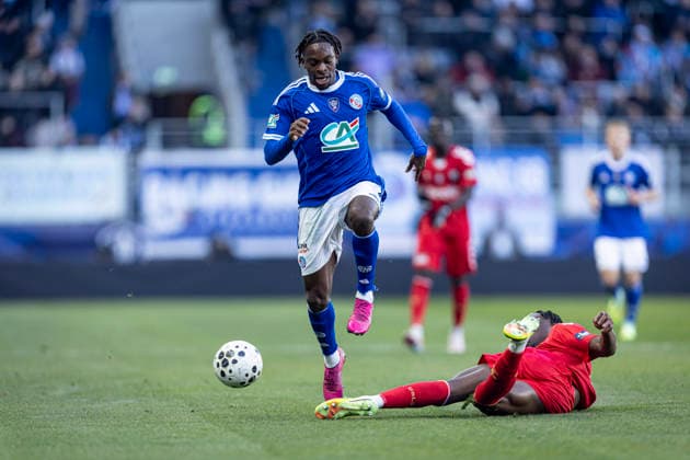 FOOTBALL : Racing de Strasbourg (RCS) vs Dunkerque- Coupe de France - 32e de finale - 21 12 2025 Stade de la Meinau. Strasbourg - France Martial Godo 20 (RCS)  Copyright: xelyxandroxcegarrax