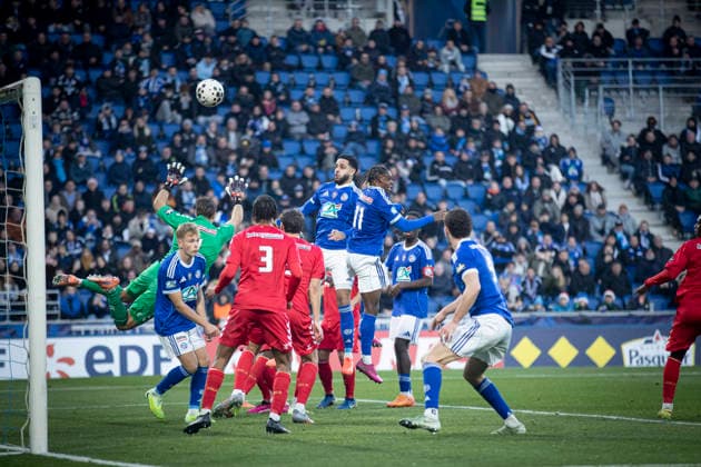 FOOTBALL : Racing de Strasbourg (RCS) vs Dunkerque- Coupe de France - 32e de finale - 21 12 2025 Stade de la Meinau. Strasbourg - France BUT REFUSE Andrew Omobamidele 2 (RCS)  Copyright: xElyxandroxCEGARRAx
