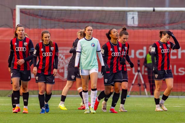 Ingolstadt, Deutschland 21. Dezember 2025: 2. BL - Frauen - 2025 2026 - FC Ingolstadt 04 vs. 1. FFC Turbine Potsdam Im Bild: Mia Schmid (Turbine) unzufrieden nach dem Tor zum 2:0 auf dem Spielfeld. Audi Sportpark Bayern Copyright: xFotostandx xSchäferx