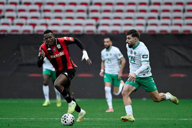 FOOTBALL : Nice (OGC Nice) vs Saint Etienne (ASSE) - Coupe de France - 32e de finale - 21 12 2025 Saint-Etienne s forward 7 Zuriko Davitashvili durant le match de coupe de France, opposant l™OGC Nice a L™AS Saint Etienne, a l™occasion des 32e de finale, Stade de l™Allianz Riviera de Nice, sud de la France, le 21 dÃ cembre 2025. NICEFrance  Copyright: xfredxDIDES psnewzx
