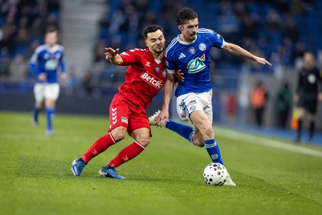 FOOTBALL : Racing de Strasbourg (RCS) vs Dunkerque- Coupe de France - 32e de finale - 21 12 2025 Stade de la Meinau. Strasbourg - France Joaquin Panichelli 9 (RCS)  Copyright: xelyxandroxcegarrax
