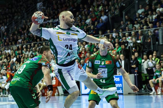 Moritz Preuss (SC DHfK Leipzig,24) - Handball Bundesliga Saison 2025-2026 SC Magdeburg vs. SC DHFK Leipzig in der GETEC Arena in Magdeburg - Aktion,Handball,Deutschland,21.12.2025
