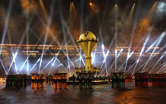 CAN 2025 Opening Ceremony - Morocco v Comoros The dancers perform during the CAN 2025 Opening Ceremony - 35th edition of the Africa Cup of Nations - CAN 2025 at Prince Moulay Abdellah Stadium. Rabat, Morocco, December 21, 2025. Photo by Hamza Bouhara ABACAPRESS.COM Rabat Morocco  Copyright: xBouharaxHamza ABACAx