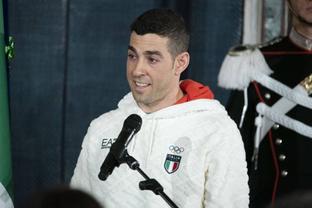 Foto IPP Diego Nangano Cappello Roma 22-12-2025 Cerimonia di consegna della Bandiera agli atleti italiani in partenza per i Giochi Olimpici e Paralimpici di Milano Cortina 2026 nella foto: Federico Pellegrino (Fondista) Italy Photo Press - World Copyright italy ITALY  Copyright: xR4924_italyphotopressx