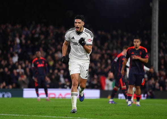22nd December 2025; Craven Cottage, Fulham, London, England; Premier League Football, Fulham versus Nottingham Forest; Raul Jimenez of Fulham celebrates scoring his sides 1st goal from a penalty in the 48th minute to make it 1-0  JohnxPatrickxFletcher