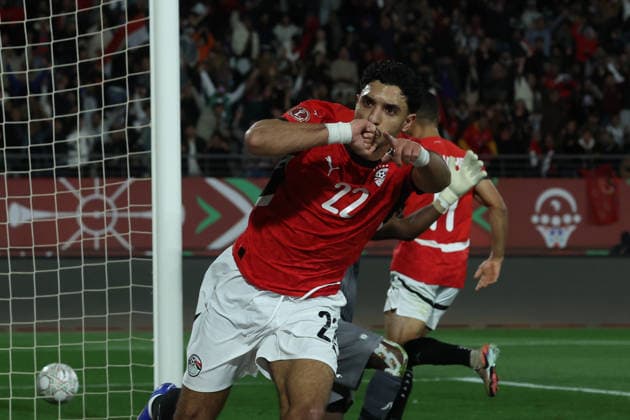 Morocco, Agadir 22 December 2025, Omar Marmoush of Egypt national team, Nationalteam goal celebration during the Africa Cup of Nations (CAN) group B football match between Egypt national team and Zimbabwe national team at Adrar Stadium in Agadir on December 22, 2025. AFCON 2025 - Egypt v Zimbabwe Copyright: xSFSIx