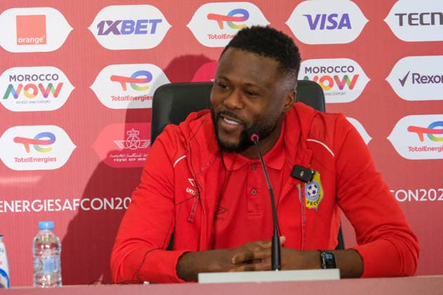 RABAT, MOROCCO - DECEMBER 22: Chancel Mbemba of Congo during the Africa Cup of Nations (AFCON) press conference, PK, Pressekonferenz between Dr Congo and Benin Republic on December 22nd at the media centre in Rabat, Morocco. Photo by Chris Kimba Copyright: xChrisxKimbax