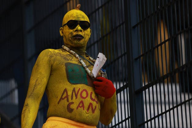 Sport Themen der Woche KW52 Morocco, Rabat - 23 December 2025 - Fan of Benin with painted body and face international team during the Africa Cup of Nations 2025 match of group D between DR Congo national team, Nationalteam and Benin national team at Al-Barid Stadium, Rabat, Morocco. AFCON 2025 - Democratic Republic of the Congo vs. Benin Copyright: xSFSIx
